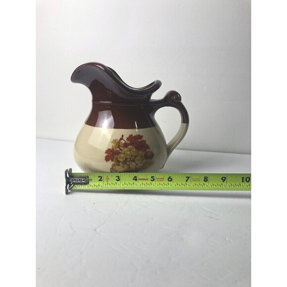 McCOY USA Pottery Pitcher 48 Oz Vintage 1960's Grapes Fruit Nuts 7515 Brown - Picture 6 of 6